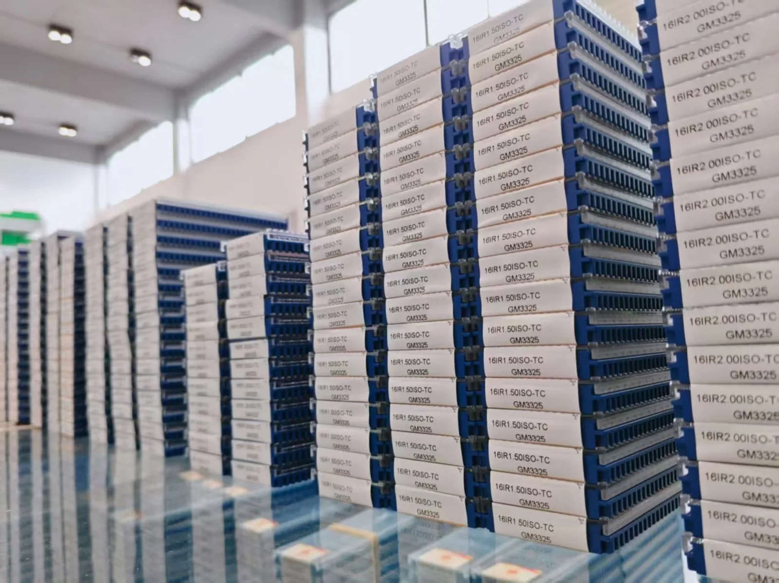 Stacks of labeled insert boxes in the Yancheng tooling store